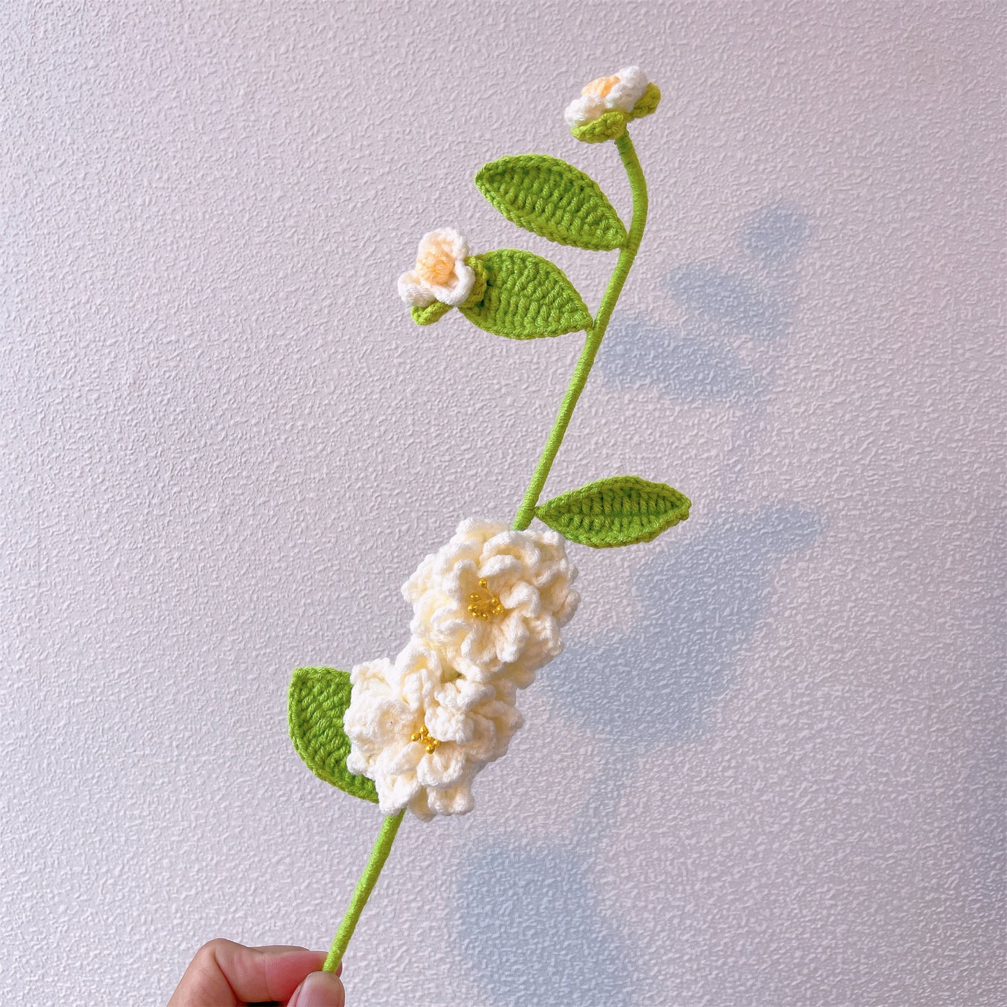 Elegant Beauty: Handcrafted Crochet Gardenias Stake for a Sophisticated Garden Decor