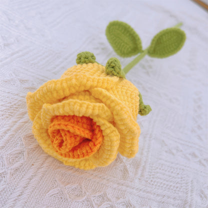Handmade Crochet Cup Shape Roses - Yarn Crafted, Home Decor, Gift Idea, Unique and Elegant, Symbolic Flower, Fathers Day Gifts from Daughter