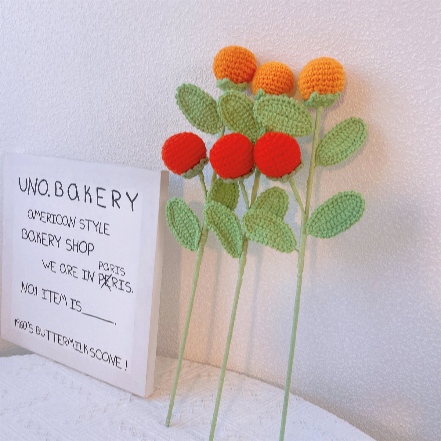 Tangy Tangerine Twist: Handcrafted Crochet Tangerine Stake for a Playful Garden Decor