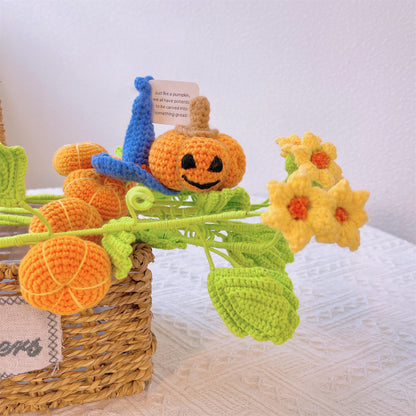 Harvest Time Fun : un piquet de citrouille au crochet fabriqué à la main pour un décor de jardin festif