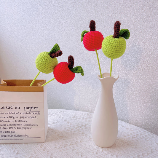 Fresh Harvest: Handcrafted Crochet Apple Stake for a Whimsical Garden Decor