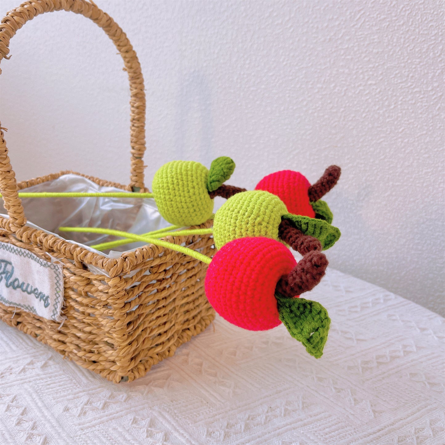 Fresh Harvest: Handcrafted Crochet Apple Stake for a Whimsical Garden Decor
