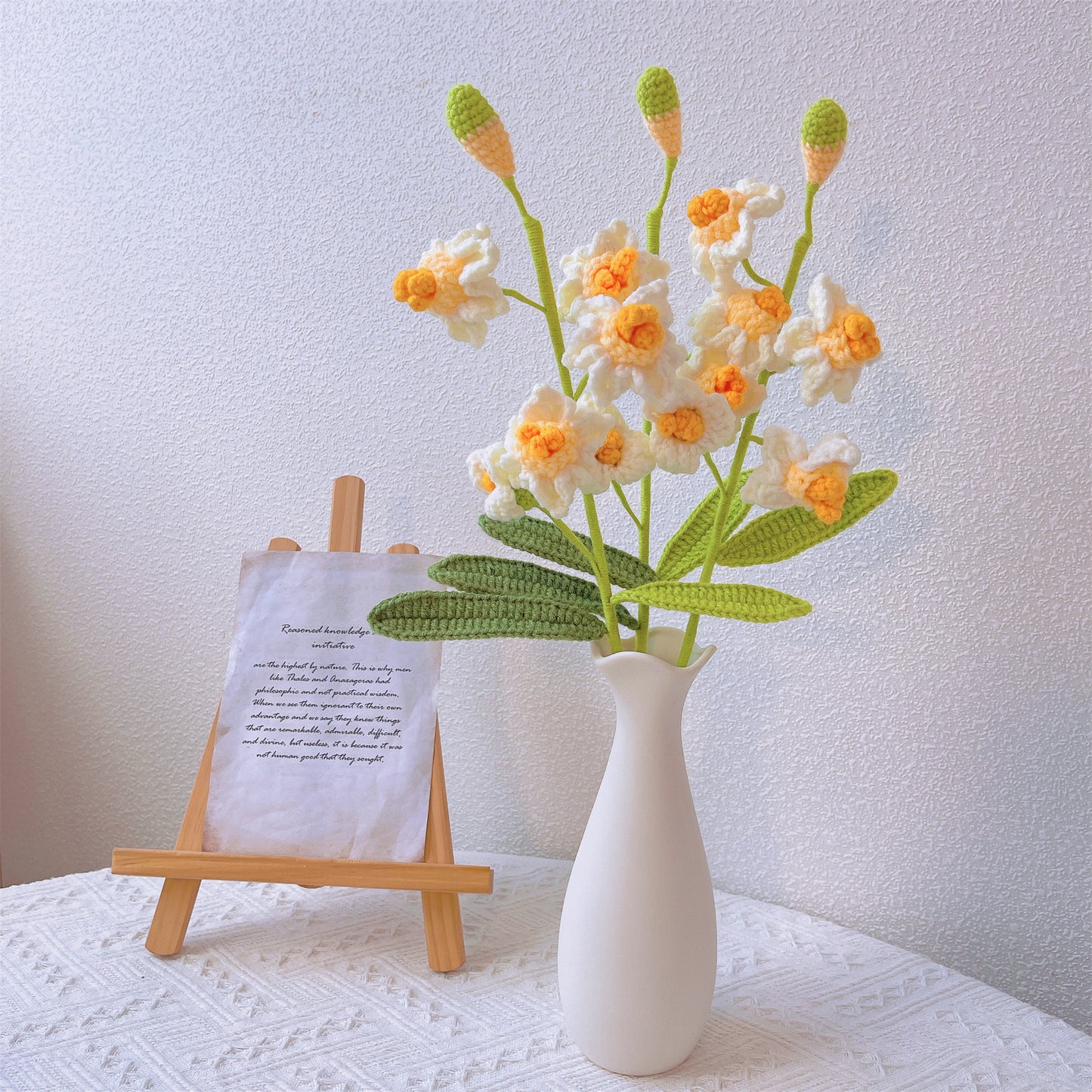Spring Awakening: Handcrafted Crochet Daffodils Stake for a Cheerful Garden Decor