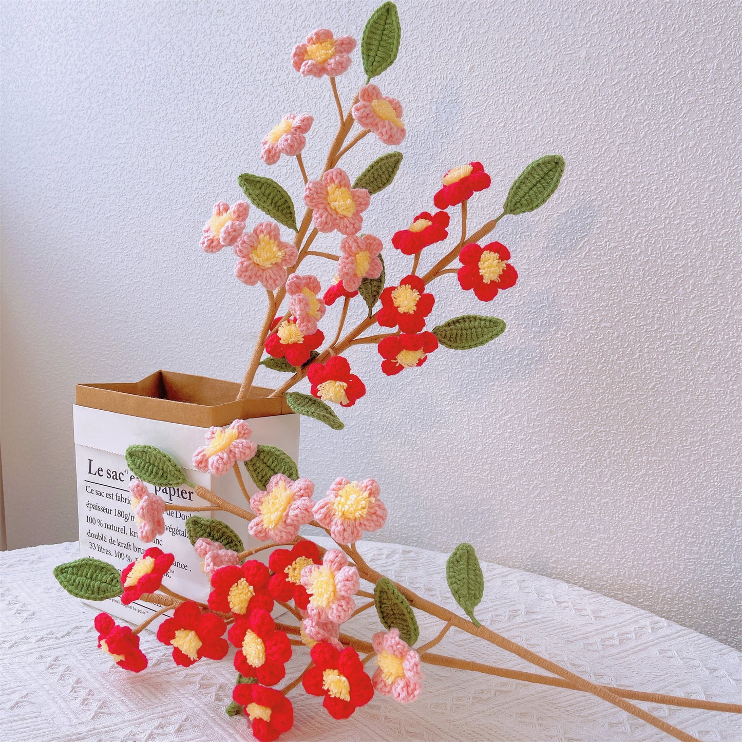 Peach Perfection: Handcrafted Crochet Peach Blossom Stake for a Beautiful Garden Decor and Meaningful Gift