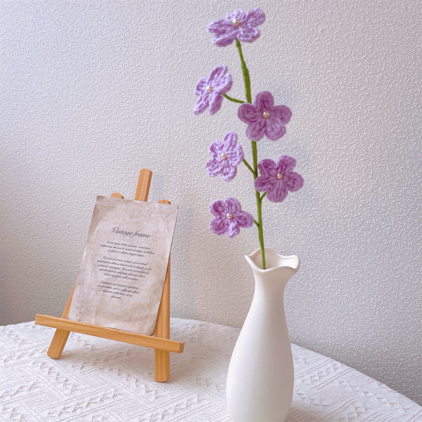 Bouquet au crochet d’arrangement floral Purple Passion fabriqué à la main avec caméléon - Tournesols, lavande, lys, caméléon, jacinthes, myosotis, marguerites, tulipes, roses