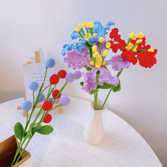 Kreppmyrten-Anhänger: Handgefertigter gehäkelter Kreppmyrten-Blumenstecker für eine farbenfrohe Gartendekoration