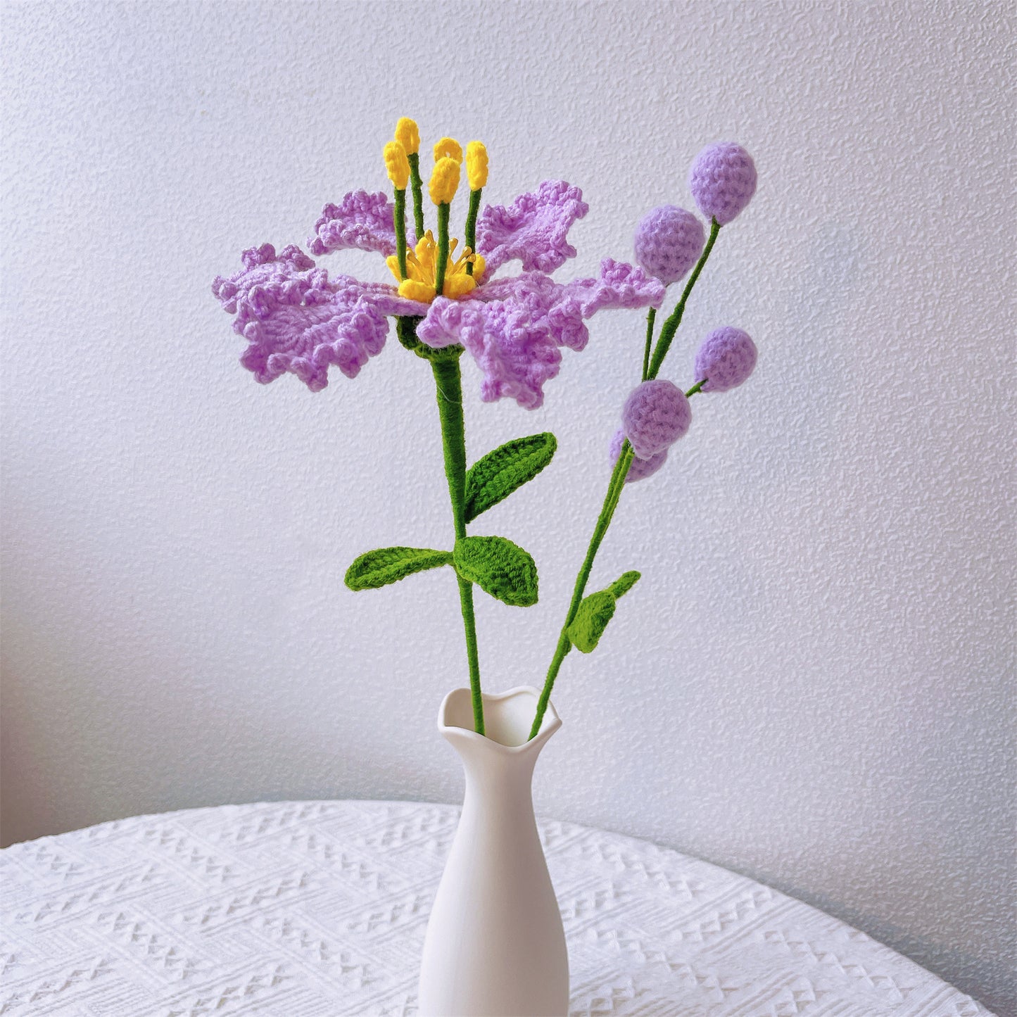Crape Myrtle Charm: Handcrafted Crochet Crape Myrtle Flower Stake for a Colorful Garden Decor