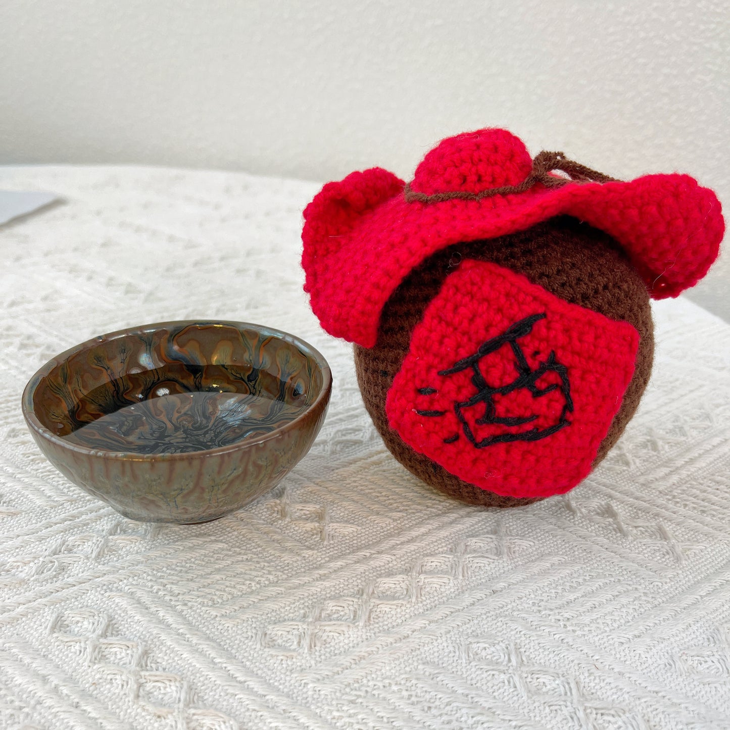 Crochet Chinese Traditional Daughter Wine Plushie, Wine Gadgets, Chinese Culture-Inspired, Chinese Heritage, Wine Gift