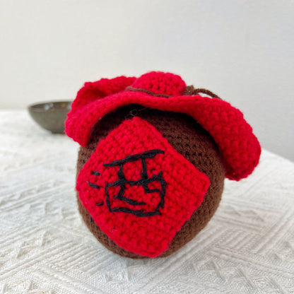 Crochet Chinese Traditional Daughter Wine Plushie, Wine Gadgets, Chinese Culture-Inspired, Chinese Heritage, Wine Gift