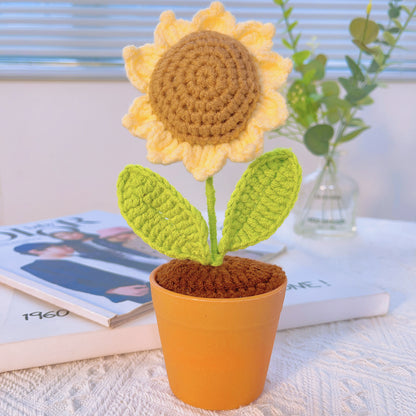 Plante de tournesol au crochet faite à la main - Fausse fleur réaliste - Décoration intérieure unique - Cadeau parfait pour les amateurs de plantes - Fabriqué à la main