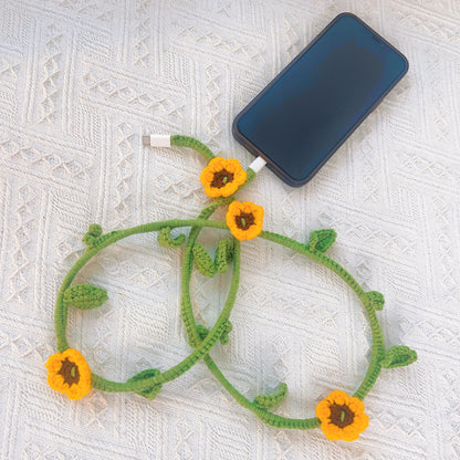 Sunflower Power: Handgehäkeltes Schnelllade-USB-iPhone-Kabel mit schneller Laderate