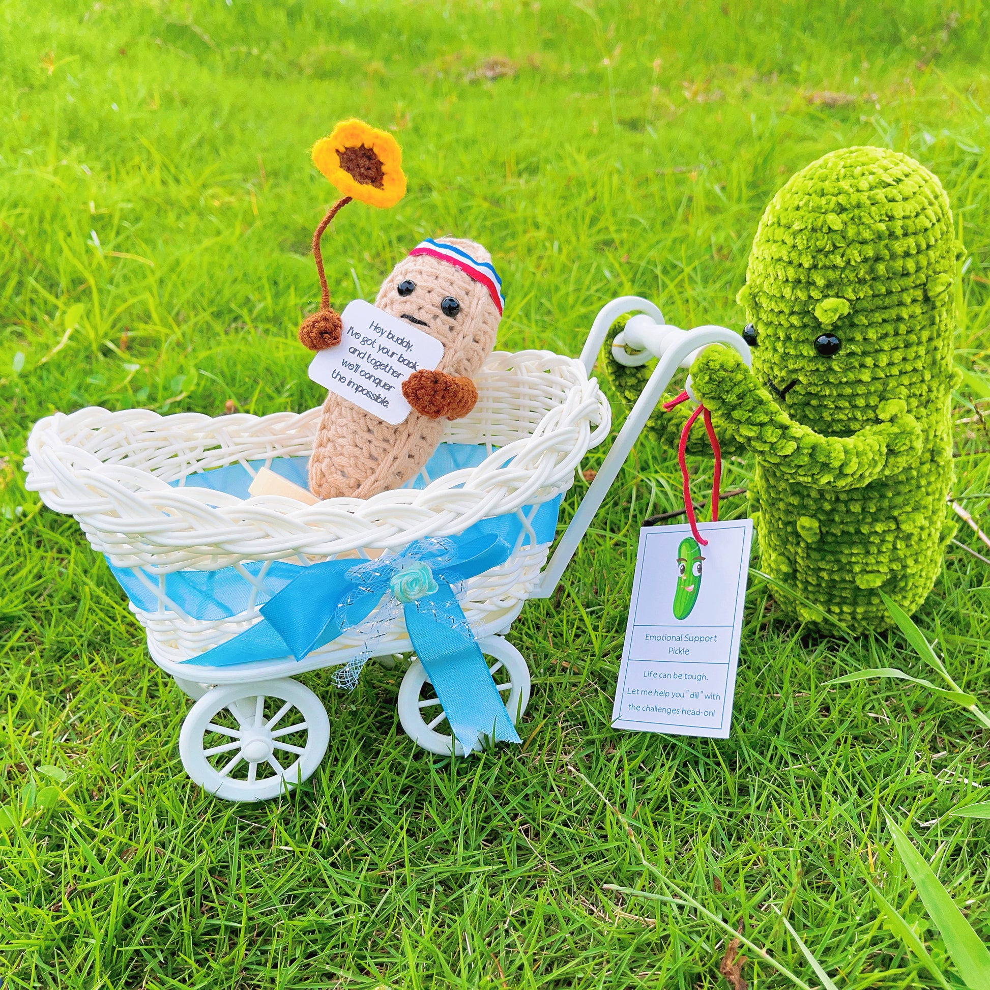 Pickle and Peanut Positive Support Friendship Crochet Set, Bromance, Baby Stroller, I Got You, Cowoker