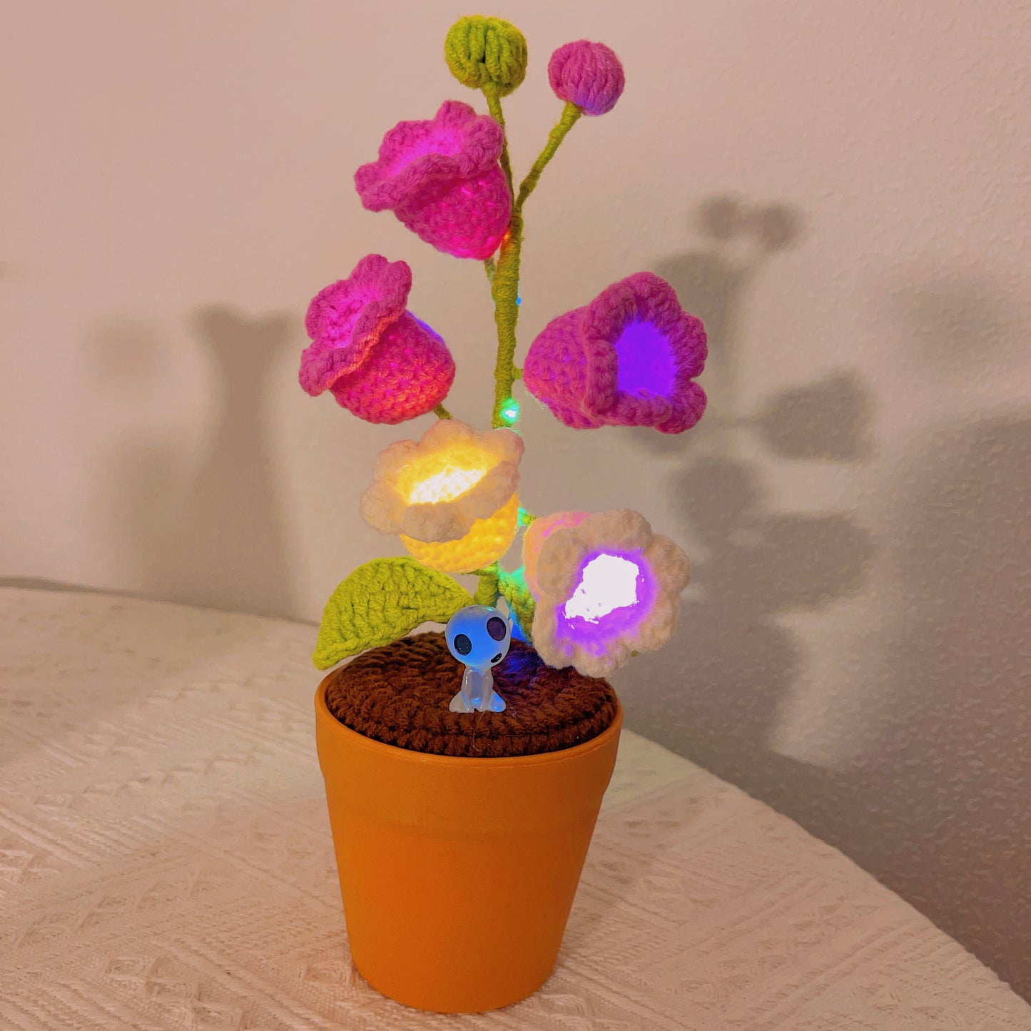 Handmade Crochet Lily of the Valley Plant - Glowing LED Flowers - Unique Home Decor - Perfect Gift for Plant Lovers - Yarn Handcrafted