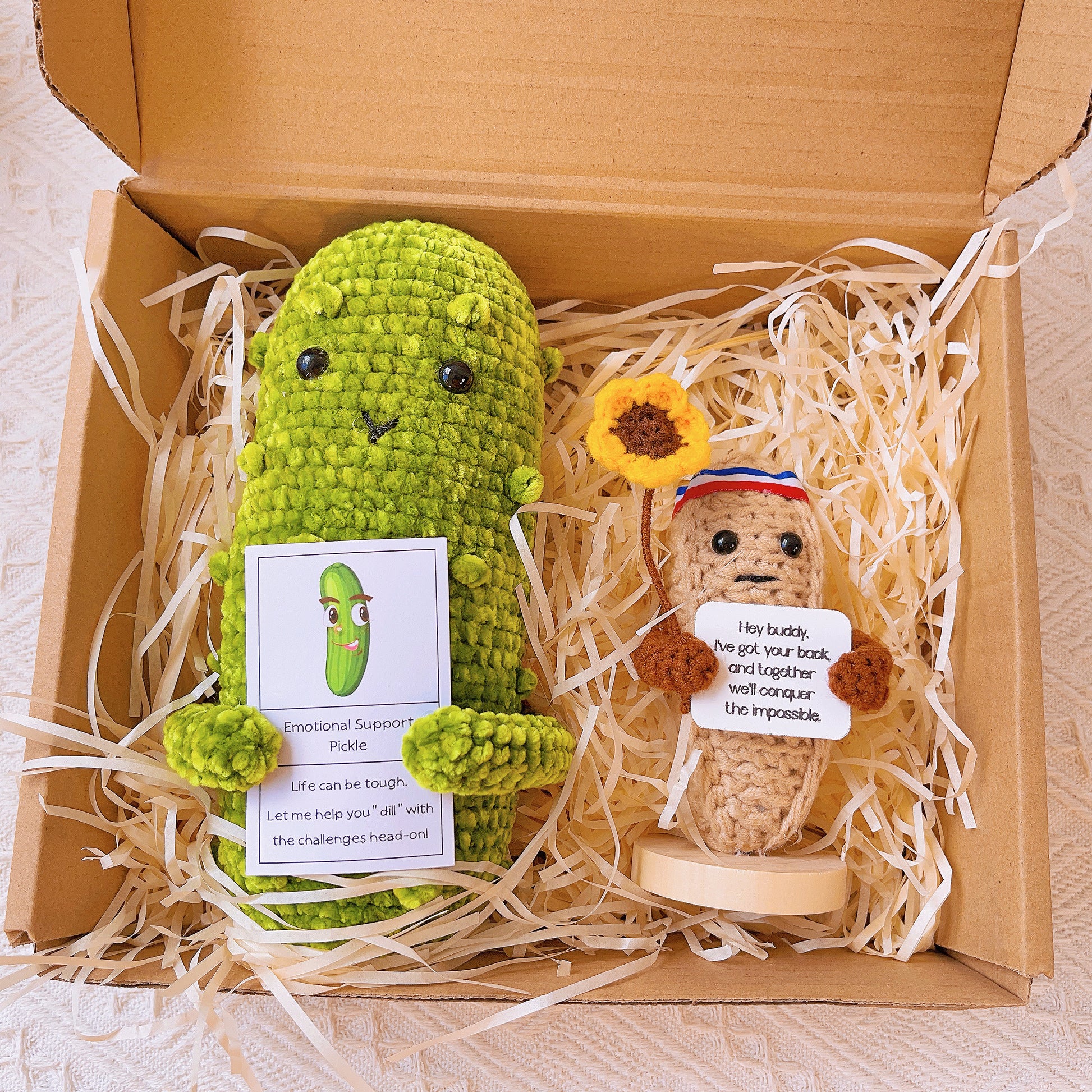 Pickle and Peanut Positive Support Friendship Crochet Set, Bromance, Baby Stroller, I Got You, Cowoker