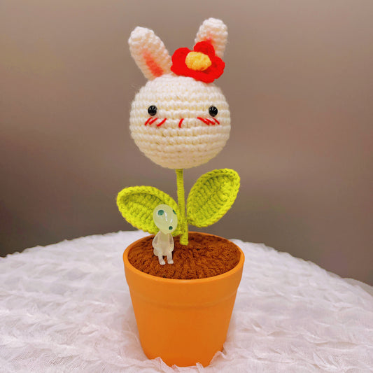 Pot de fleur de petit lapin fait à la main - Jardinière d’animaux mignons de Pâques - Adorable décoration intérieure - Cadeau parfait pour les enfants et les amoureux des animaux - Fabriqué à la main