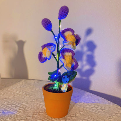 Plante d’orchidée papillon au crochet faite à la main - Fausse fleur réaliste - Décoration intérieure unique - Amoureux des plantes - Fabriqué à la main - Phalaenopsi - Tige unique
