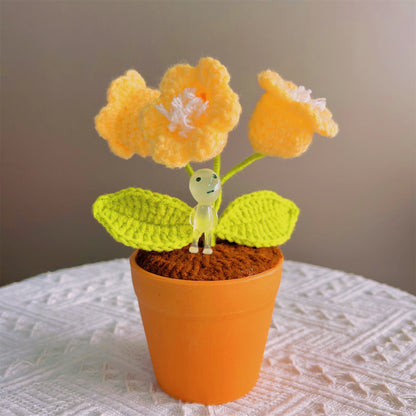 Handgefertigte gehäkelte Maiglöckchenpflanze – leuchtende LED-Blumen – einzigartige Wohndekoration – perfektes Geschenk für Pflanzenliebhaber – handgefertigtes Garn