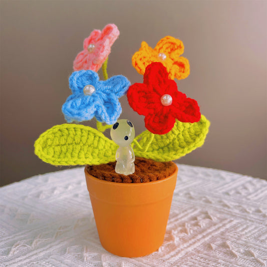 Handgefertigte gehäkelte Vergissmeinnicht-Pflanze – realistische Kunstblume – einzigartige Wohndekoration – Pflanzenliebhaber – handgefertigt – einzigartiges Hochzeitsgeschenk