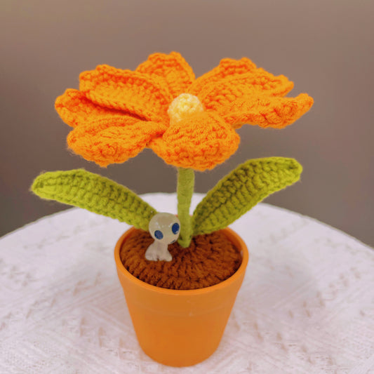 Handgefertigter gehäkelter Gesang-Blumentopf – einzigartige Wohndekoration, realistische Kunstpflanze, perfektes Geschenk für Pflanzenliebhaber