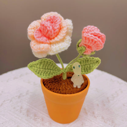 Handmade Crochet Rose Plant - Realistic Faux Flower - Unique Home Decor - Perfect Gift for Plant Lovers - Handcrafted - Father Day Gift 2024
