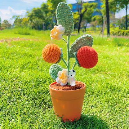 Plante de kaki au crochet faite à la main - Réplique de fruits réalistes - Décoration intérieure unique - Cadeau parfait pour les amateurs de plantes - Fabriqué à la main