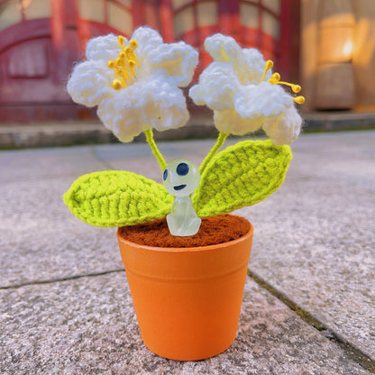 Plante de lys au crochet faite à la main avec LED : fausse fleur réaliste pour une décoration intérieure unique, cadeau parfait pour les amateurs de plantes, cadeau de bricolage fabriqué à la main
