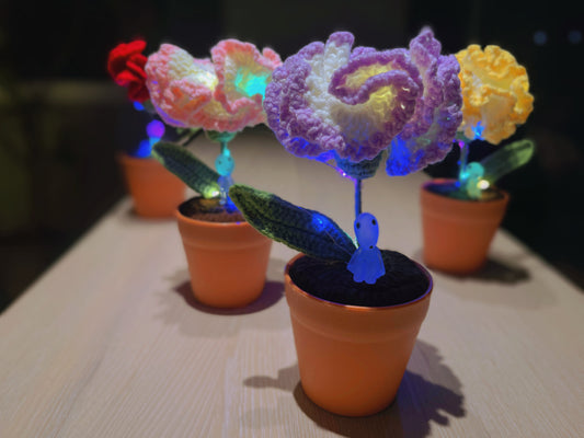 Handgefertigte gehäkelte Nelkenpflanze – realistische Kunstblume – einzigartige Wohndekoration – perfektes Geschenk für Pflanzenliebhaber – handgefertigt