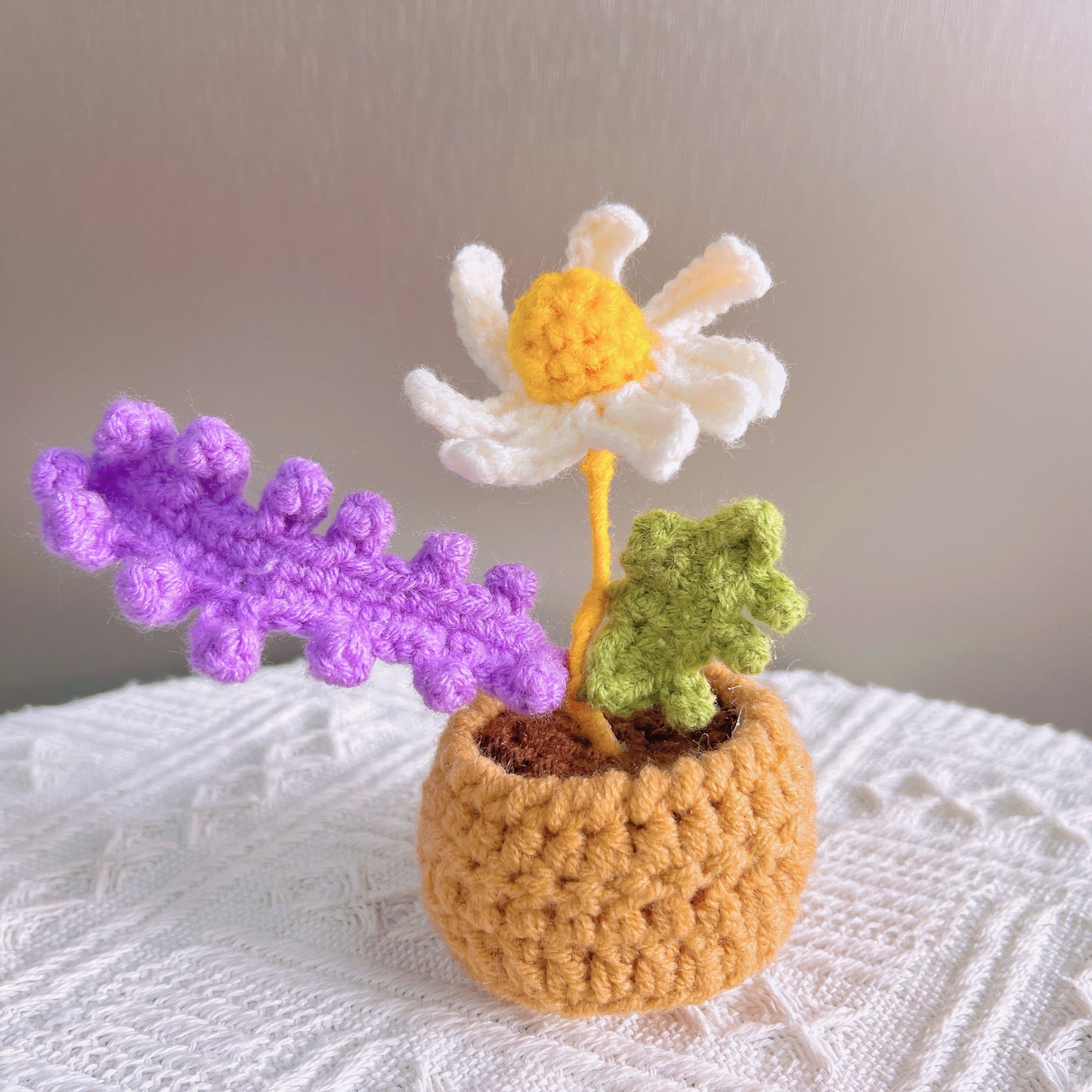 Crochet Nugget and Mini Plant Pot Bundle with Positive Quote - Recovery Inspiring Gift New Year Resolution