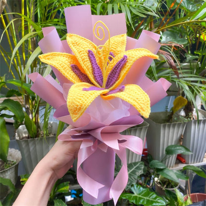 Crochet Sundrop Chameleon Flower Stake Bouquet