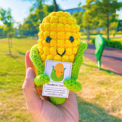 Handcrafted Resilient Corn Plushie with Positive Quote - Unique Decorative Accent for Home, Office, or Special Events - Rustic Country Charm Corn Craft