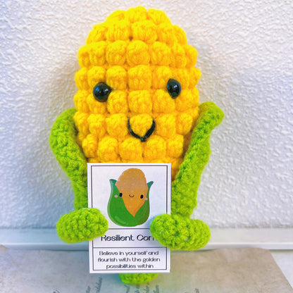 Handcrafted Resilient Corn Plushie with Positive Quote - Unique Decorative Accent for Home, Office, or Special Events - Rustic Country Charm Corn Craft