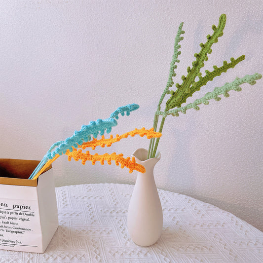 Handmade Embroidered Fern in Vibrant Boxwood Stake