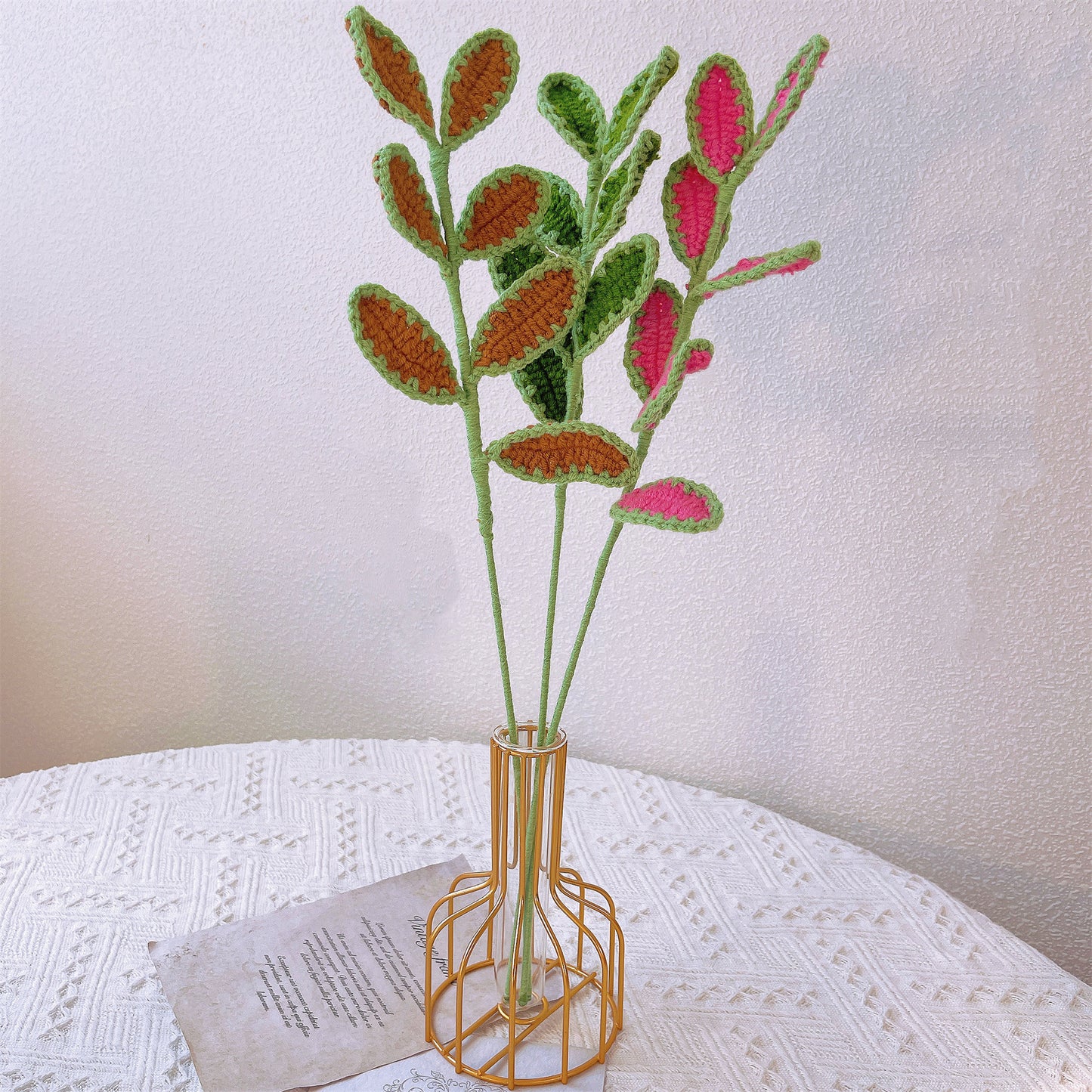 Handmade Crochet Embroidered Lace Decoration Leaf - Wedding Elegant Home Decor Accent for Vase Centerpiece