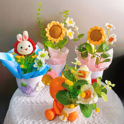 Handgefertigter, gehäkelter dekorativer Blumentopf – einzigartiger und eleganter Akzent als Osterdeko für das Zuhause (inklusive Übertopf)