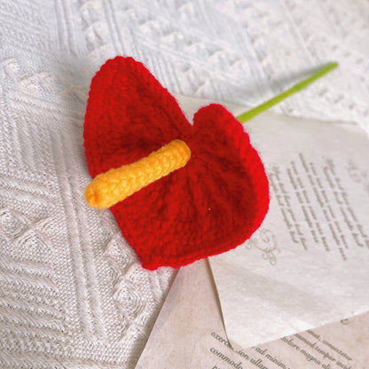 Handmade Crocheted Red Anthurium: A Symbol of Prosperity and Joy