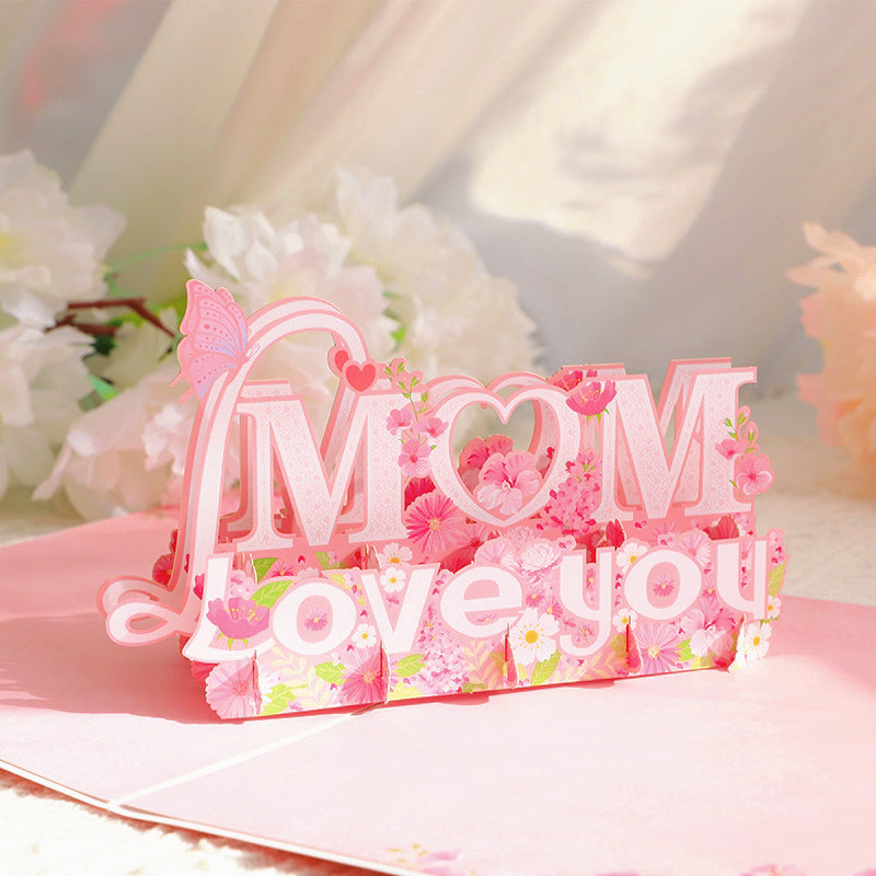 Mother's Day Greeting Card with Envelope & "I LOVE YOU MOM" 3D  Folding Message - Heartfelt Gift for Mom Mother's Day