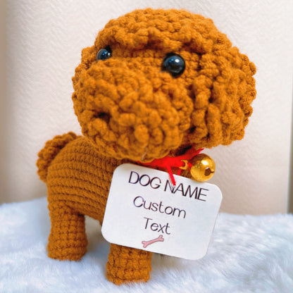 Crochet Teddy Bear Plushie avec plaque nominative personnalisable personnalisée - Petit amoureux des chiens Pet Puppy Cadeau d’anniversaire