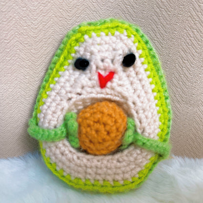 Crocheted Mystery Poke Bowl Ball Transforming into an Avocado Plushie with Flip-to-Reveal Design - Inspirational Handcrafted Surprise Birthday Pika Fan Trainer Catch