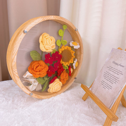 Sunny Breeze Artistry: Handcrafted Crochet Flower Frame Decoration