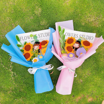Bouquets de remise de diplôme au crochet fabriqués à la main - Cadeau de saison de remise des diplômes de collage de lycée et séances photo mémorables