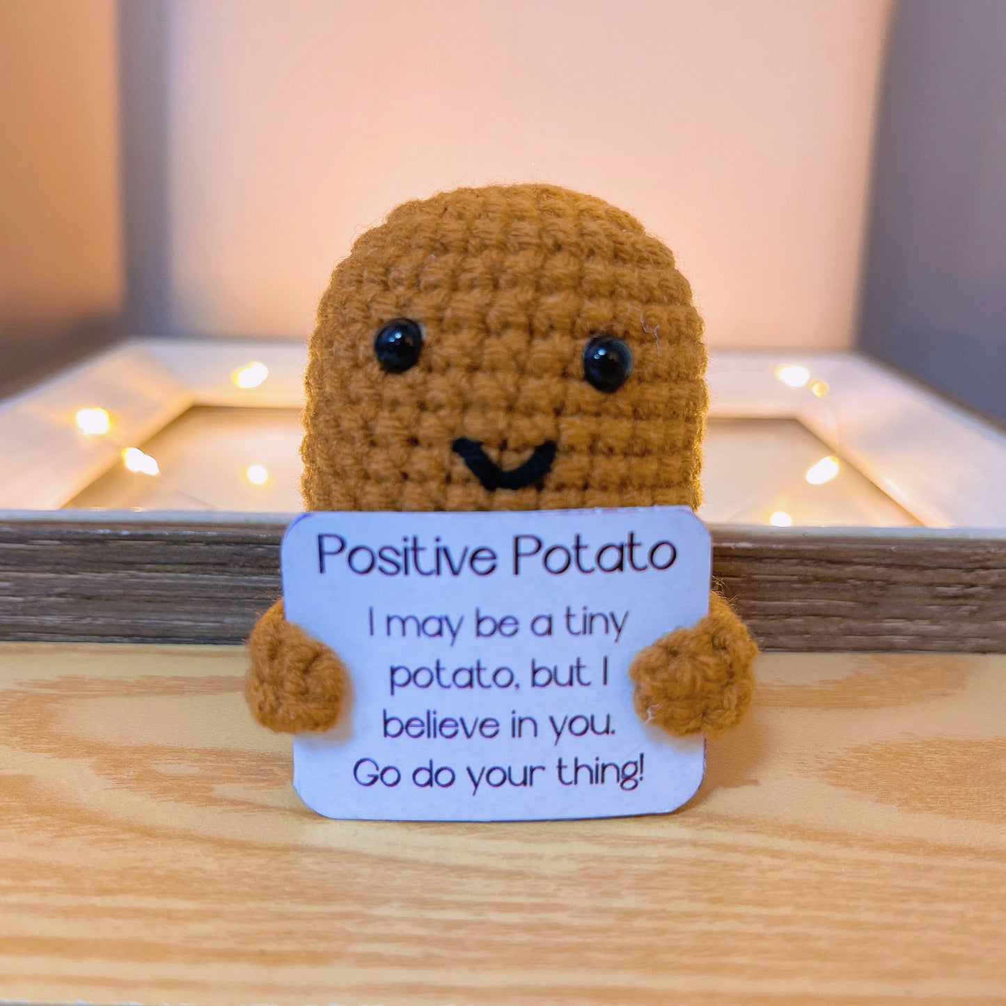 Hand-Crocheted Positive Potato Family Plushies - Emotional Support Bonding Love Parenting Graduation Get Well, Customizable Affirmation Quotes and Color