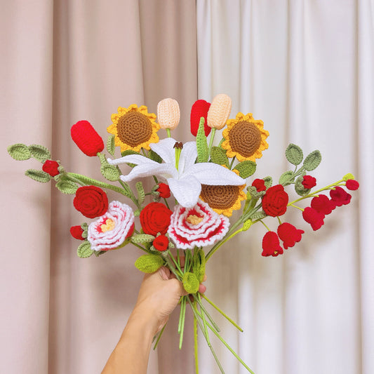 Customized bouquet in yellow, red and white