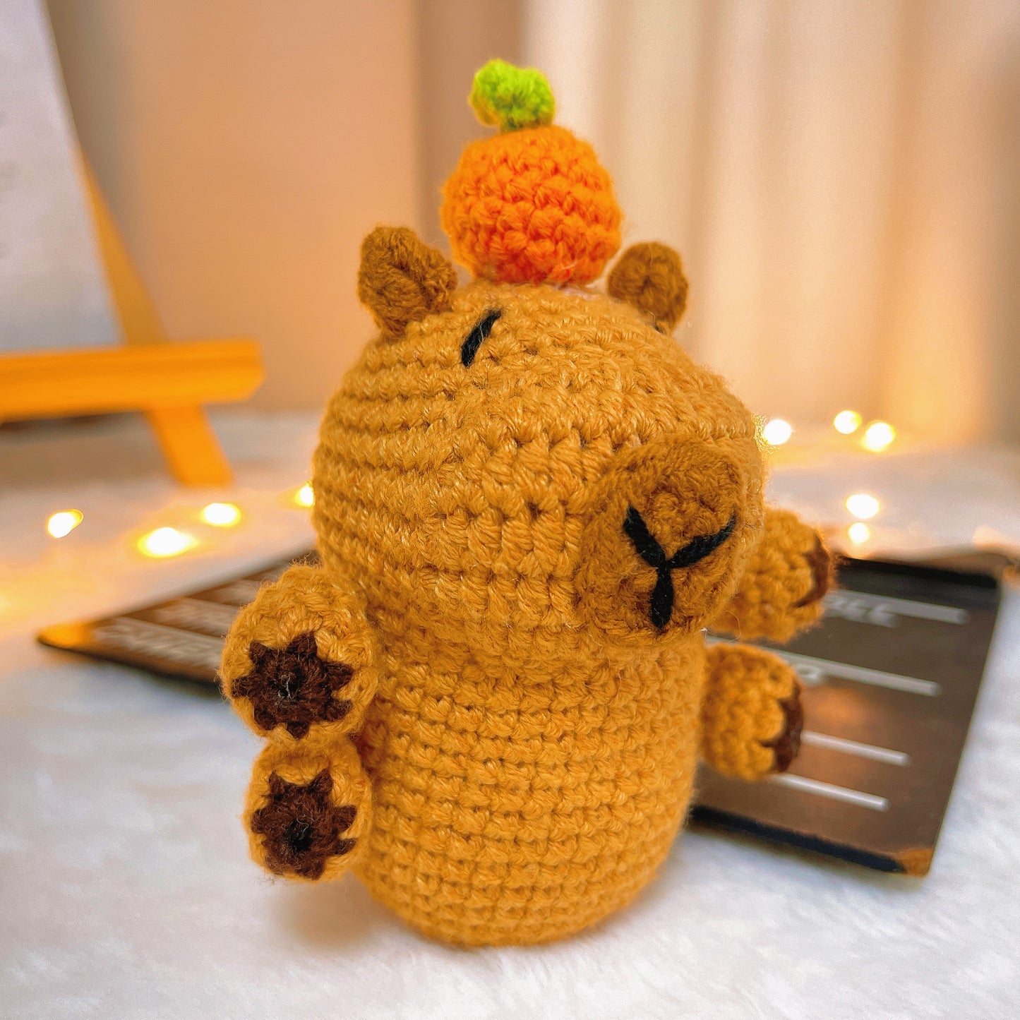 Crocheted Capybara Ornament with Removable Turtle Backpack, Unique Decorative Figurine for Best Friend Gift, Home, Office, or Holiday Decor