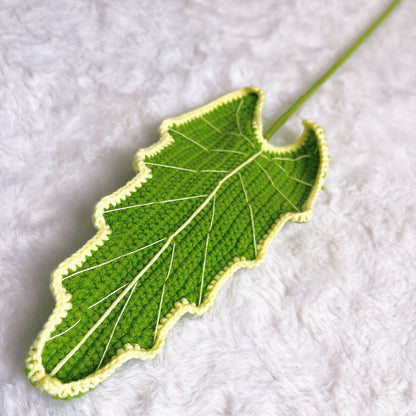 Handcrafted Crochet Kwan Yin Leaf Bouquet - Vibrant Green & Yellow Tones, Lifelike Foliage