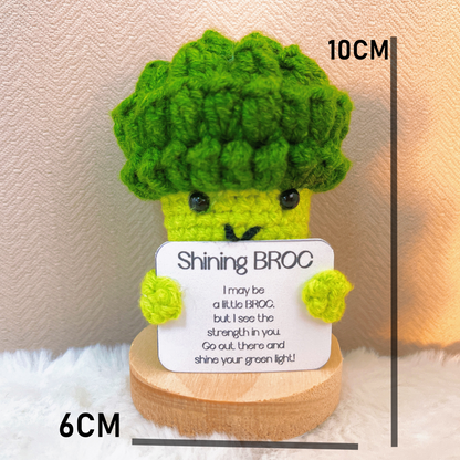 Handcrafted Green Broccoli Figurine with Customizable Card - Unique Home Decor, Gift for Veggie Lovers, Motivational Desk Accessory, Eco-Friendly Decoration, Perfect for Birthdays, Holidays, and Special Occasions