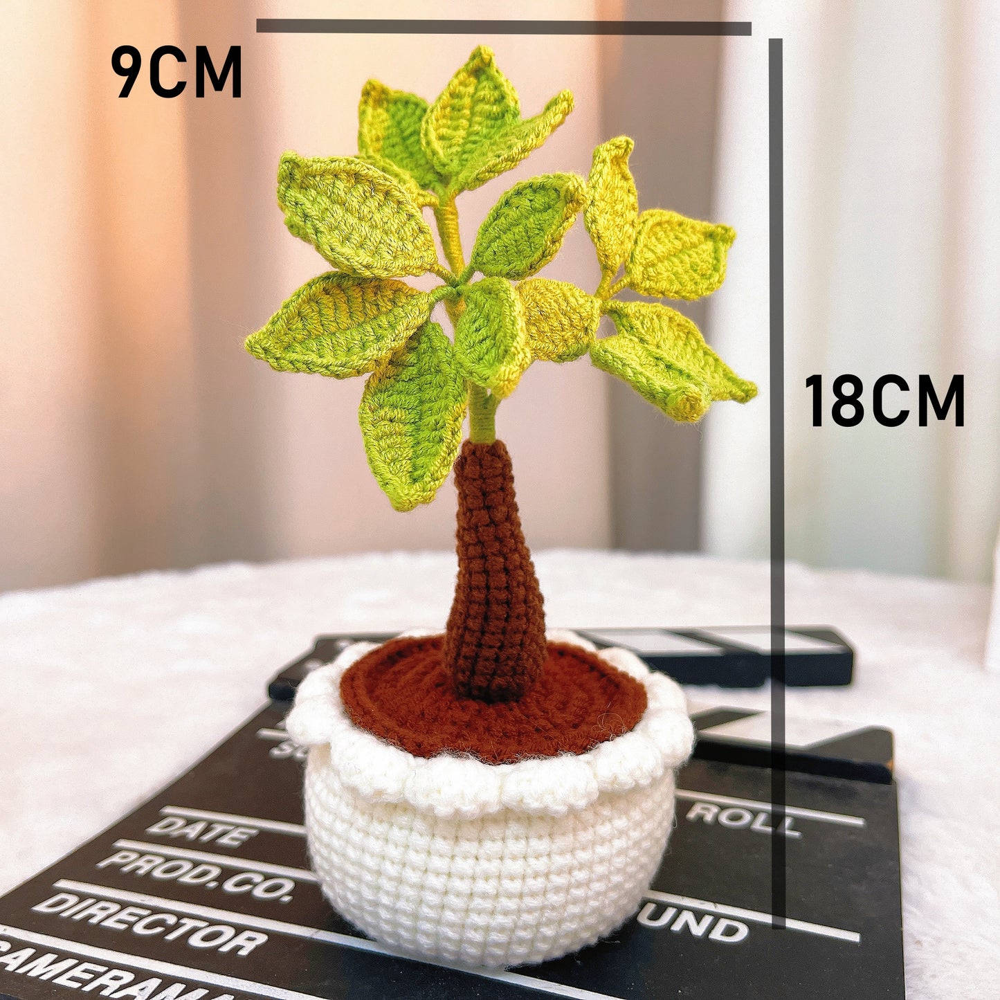 Handmade Crochet Money Tree Good Luck Potted Plant - Adjustable Leaves and Stem - Perfect for Office, Window Sill, Vanity, or Nightstand - Allergy-Friendly Decorative Plant - Symbol of Wealth and Prosperity