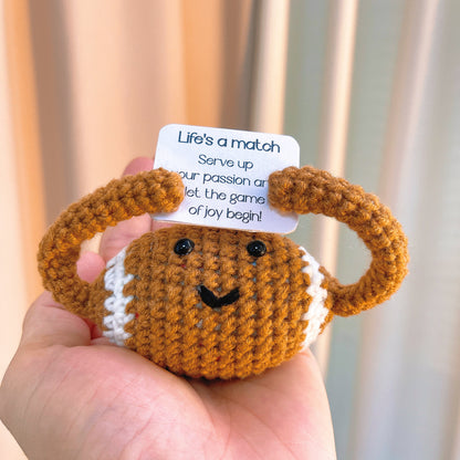 Handmade Crochet Sports Balls - Basketball, Baseball, Football, Tennis - Customizable Gift with Inspirational Message - Perfect for Sports Lovers, Birthdays, Holidays, and Special Occasions