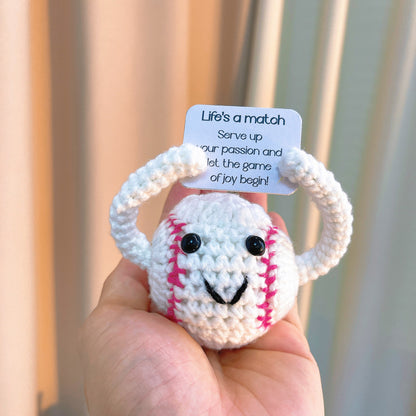 Handmade Crochet Sports Balls - Basketball, Baseball, Football, Tennis - Customizable Gift with Inspirational Message - Perfect for Sports Lovers, Birthdays, Holidays, and Special Occasions