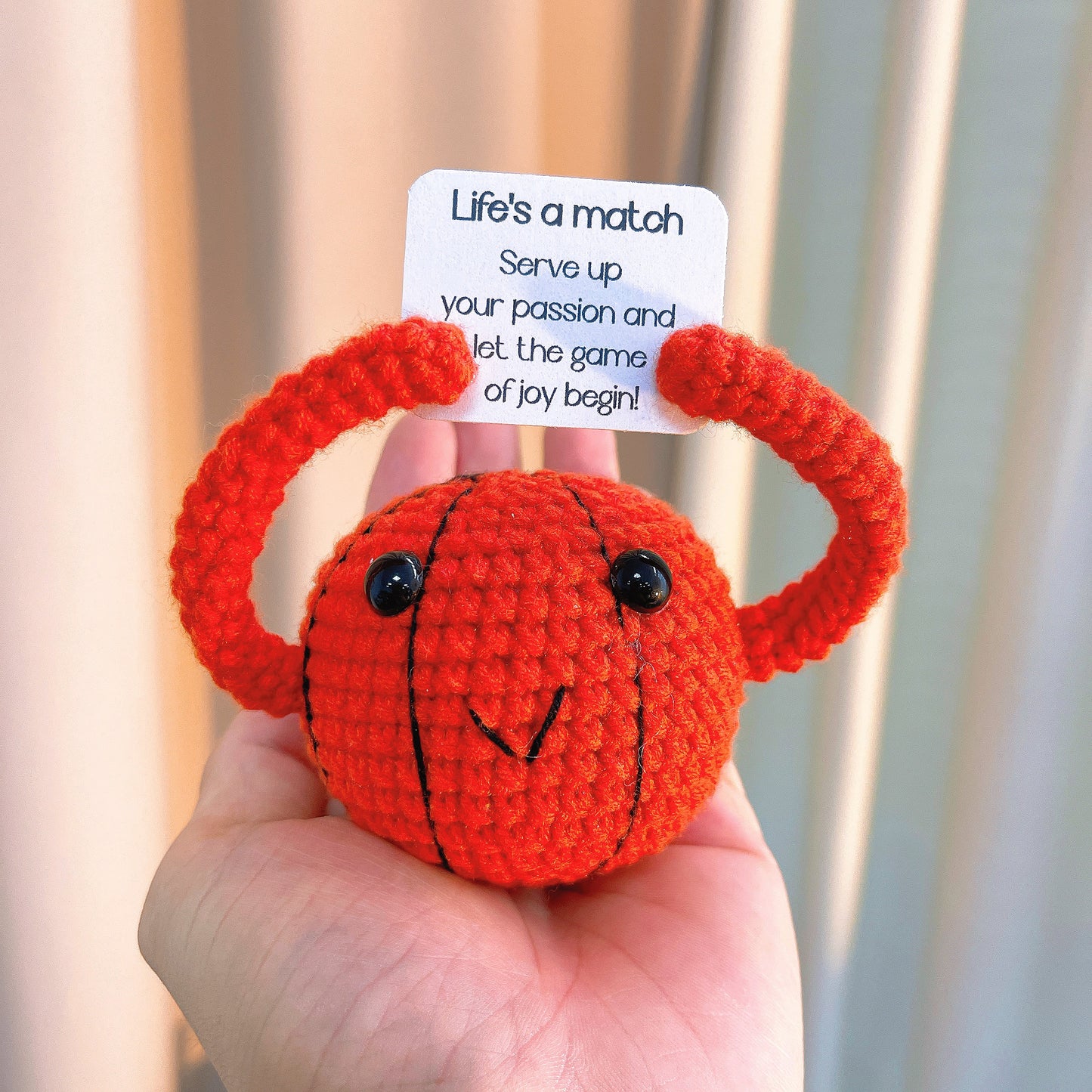 Handmade Crochet Sports Balls - Basketball, Baseball, Football, Tennis - Customizable Gift with Inspirational Message - Perfect for Sports Lovers, Birthdays, Holidays, and Special Occasions