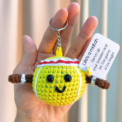 Handmade Crochet Sports Balls - Basketball, Baseball, Football, Tennis - Customizable Gift with Inspirational Message - Perfect for Sports Lovers, Birthdays, Holidays, and Special Occasions